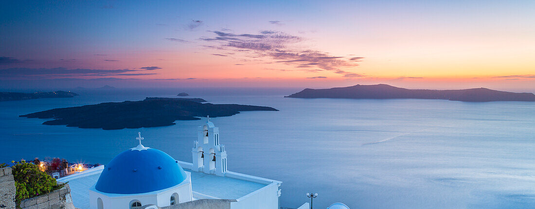 Sunset in Firostefani, Santorini, Cyclades Islands, Greece