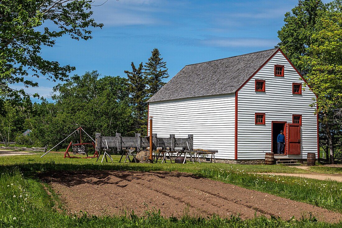 Robin warehouse built in 1855, historic acadian village, bertrand, new brunswick, canada, north america