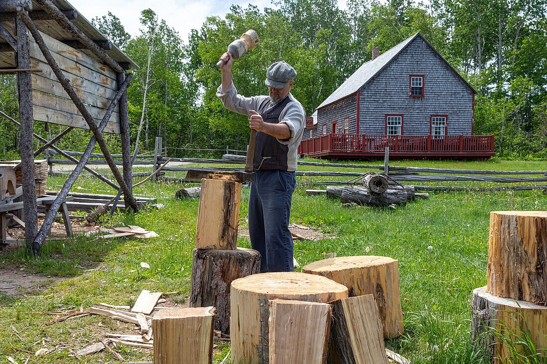 The carpenter and woodwork from 1875, historic acadian village, bertrand, new brunswick, canada, north america