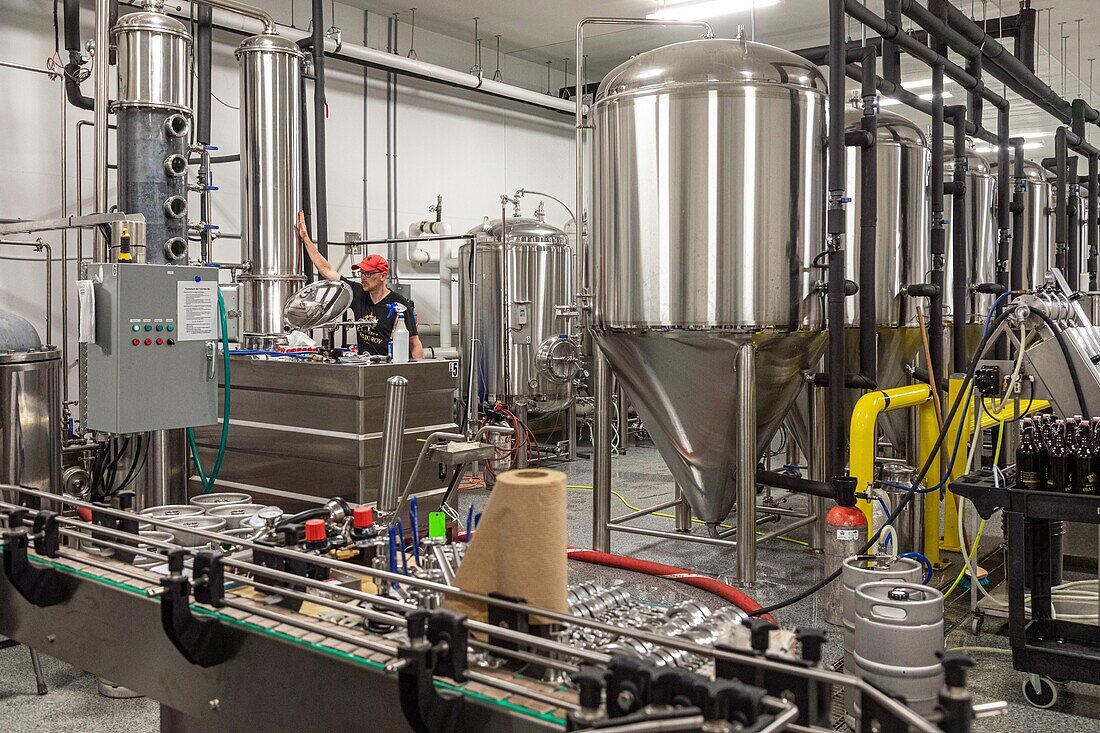 Alcohol-making vats at the fils du roy distillery, petit-paquetville, new brunswick, canada, north america