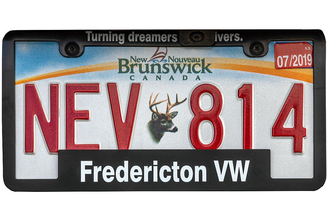 Nummernschild für fredericton, new brunswick, kanada, nordamerika