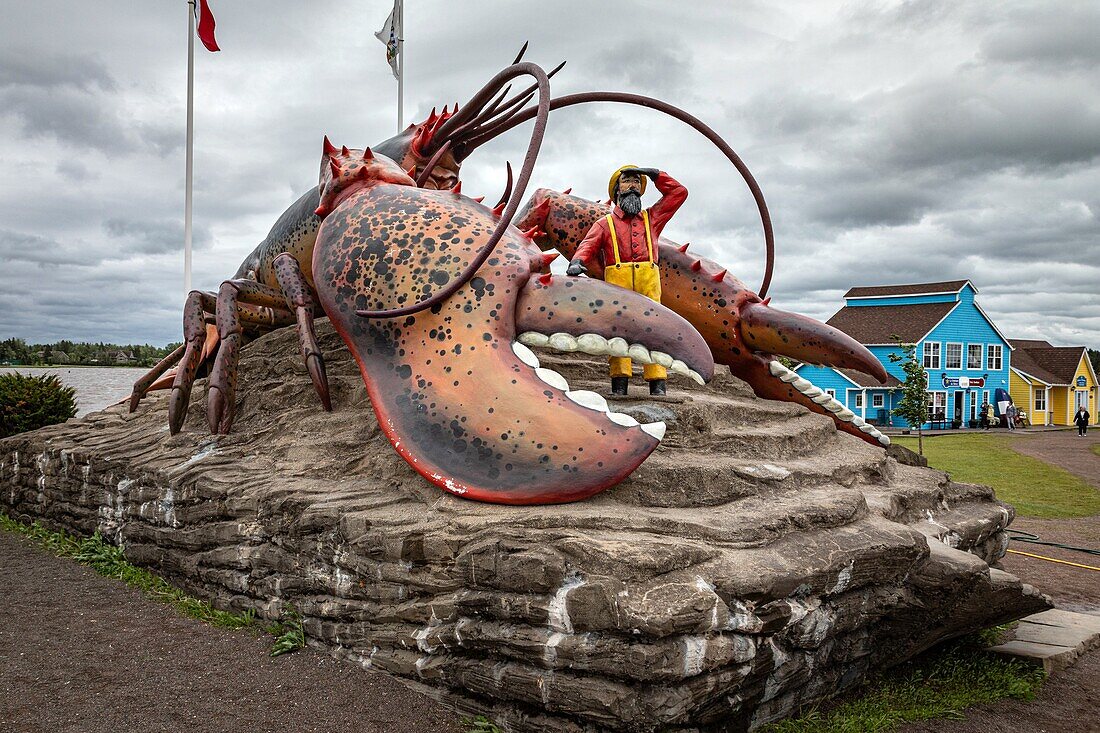 Biggest lobster in the world, 11 meters long and weighing 90 tons, shediac, lobster capital of the world, new brunswick, canada, north america