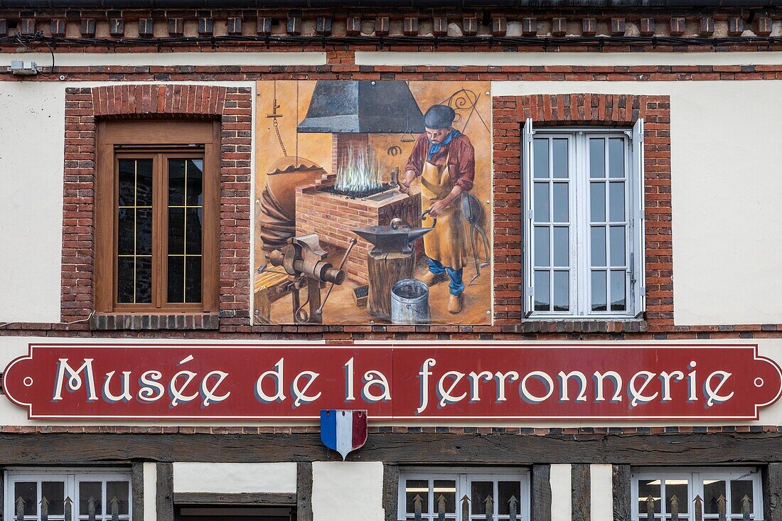 Facade of the ironwork museum, francheville, eure, normandy, france