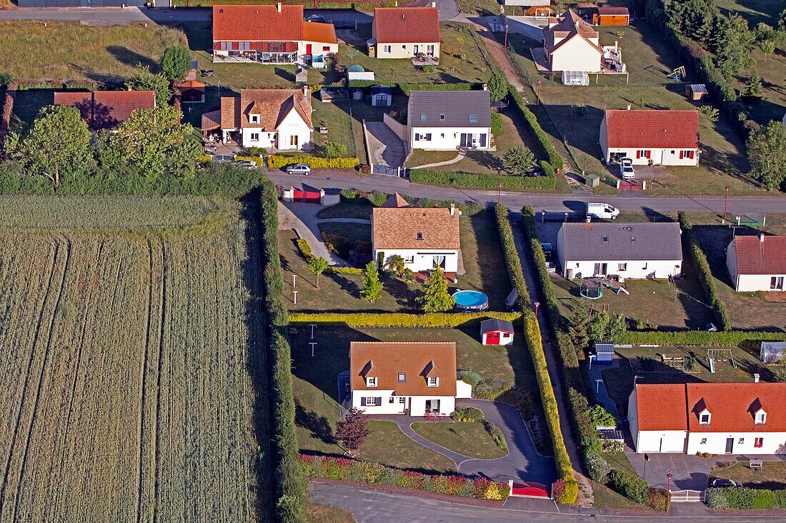 Housing estate, residential zone, saint-martin-d'ecublei, orne, normandy, france