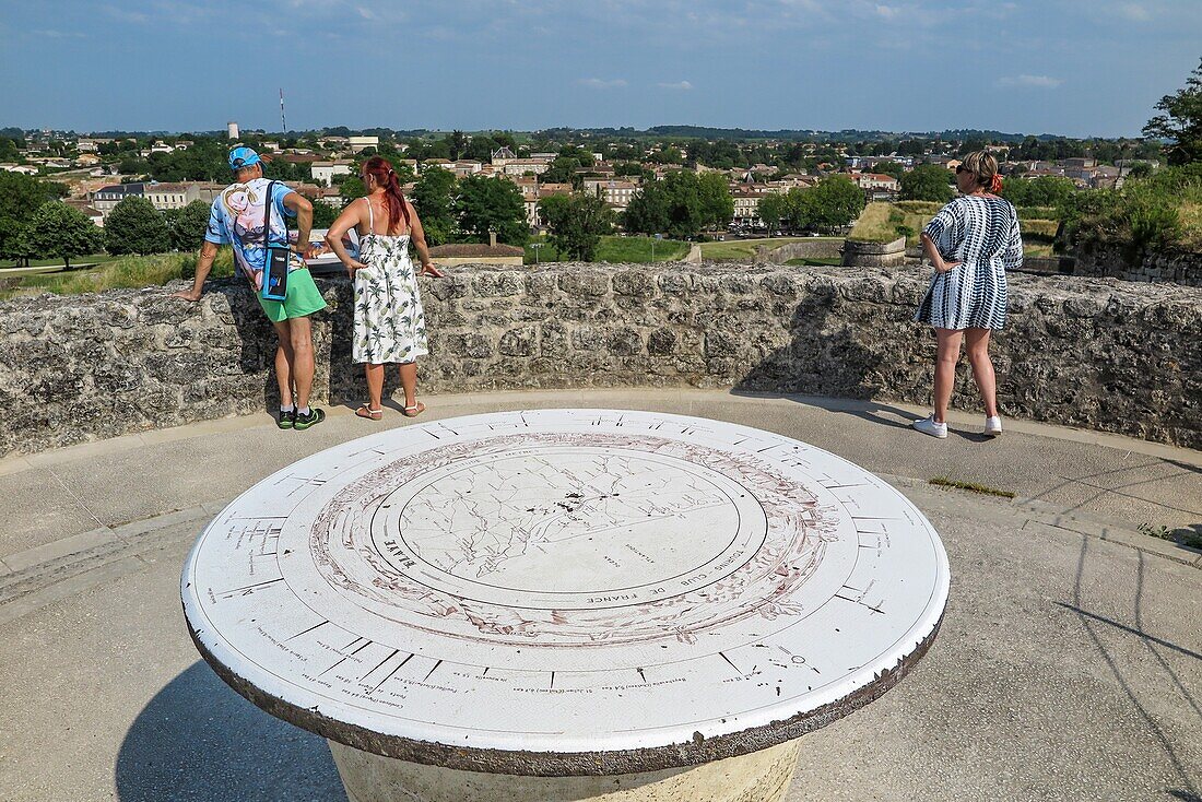 Orientation table, citadel of blaye, fortifications built by vauban, gironde, france