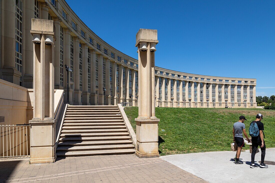 Juvenal port, esplanade de l'europe, entworfen vom architekten ricardo bofill, place de l'europe, montpellier, herault, okzitanien, frankreich