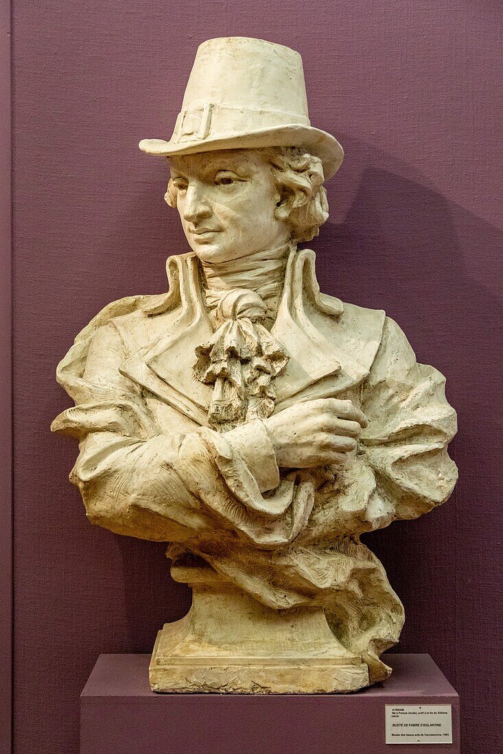 Bust of fabre d'eglantine by aybram, fine arts museum, carcassonne, aude, occitanie, france