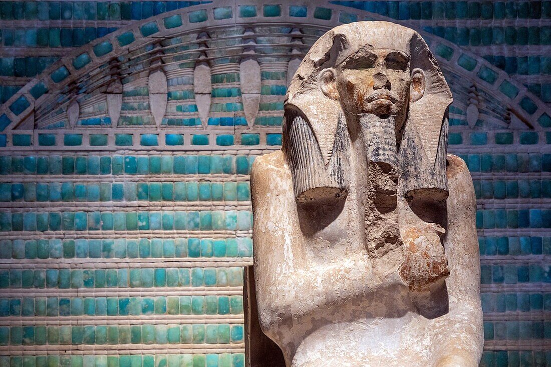 Statue des Djoser, erster König der 3. Dynastie und Begründer des Alten Reiches, Ägyptisches Museum von Kairo, das dem ägyptischen Altertum gewidmet ist, Kairo, Ägypten, Afrika