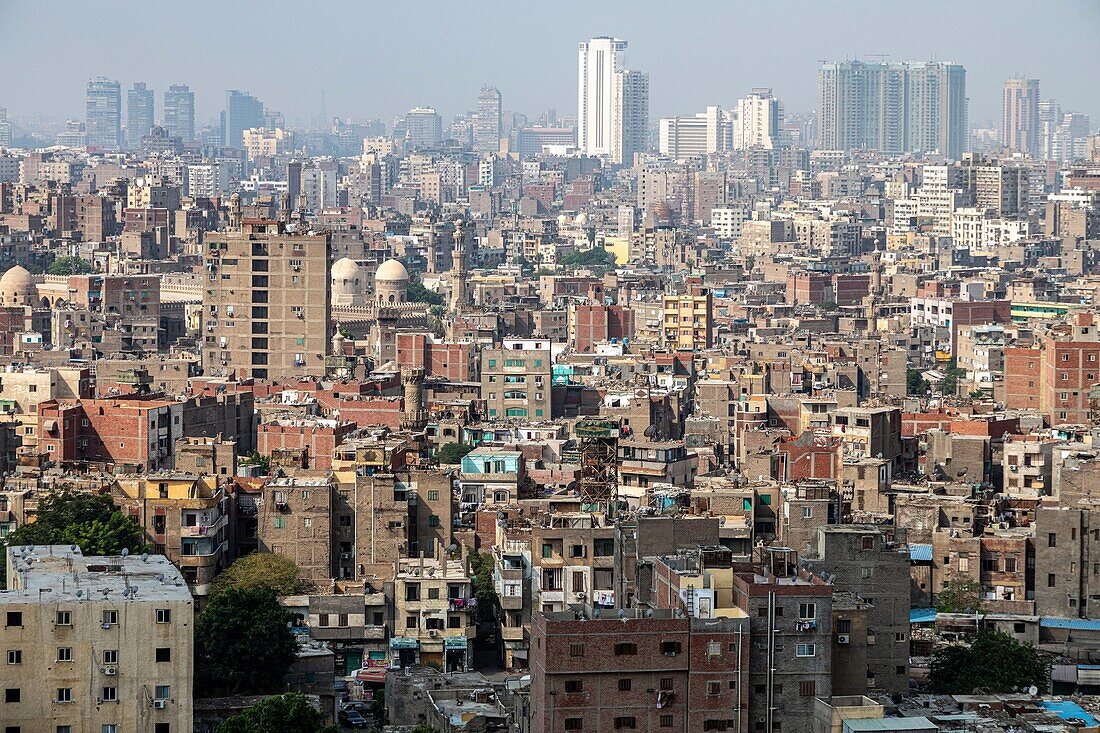 View of the city from the saladin citadel, cairo, egypt, africa