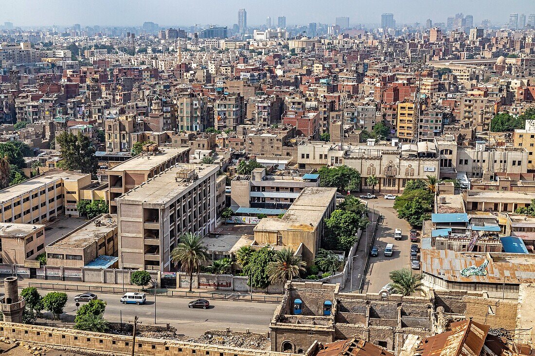 View of the city from the saladin citadel, salah el din, built in the 12th century, cairo, egypt, africa