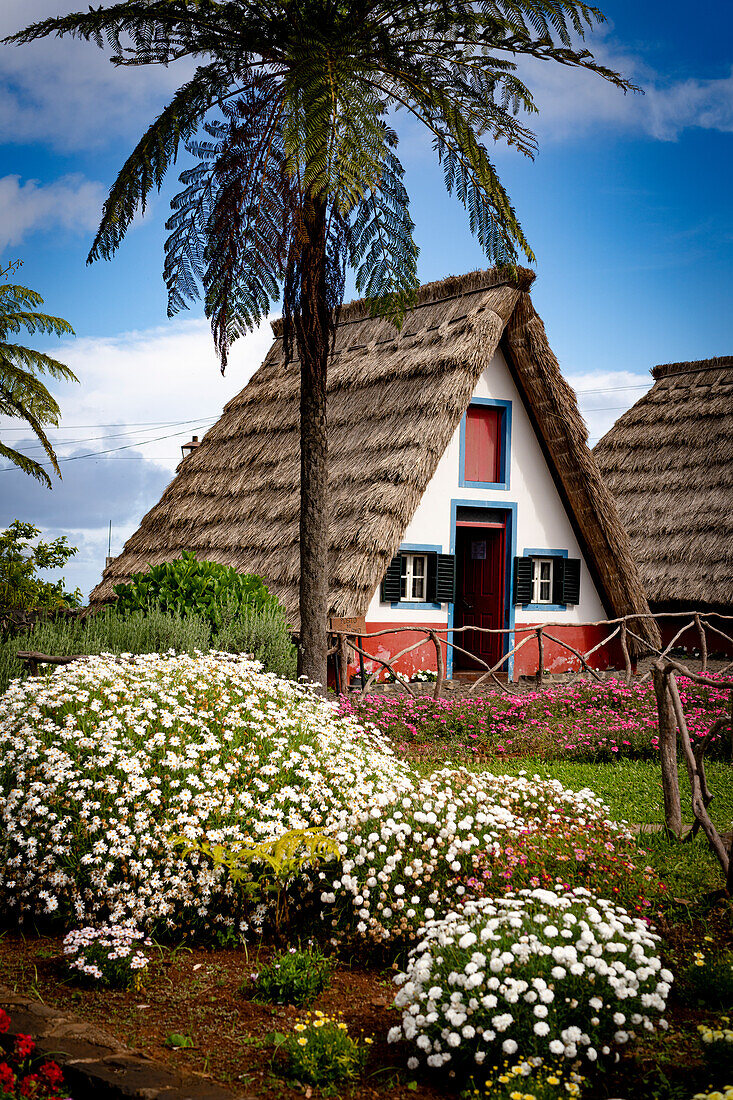 Old traditional house with thatched roof, Santana, Madeira island, Portugal