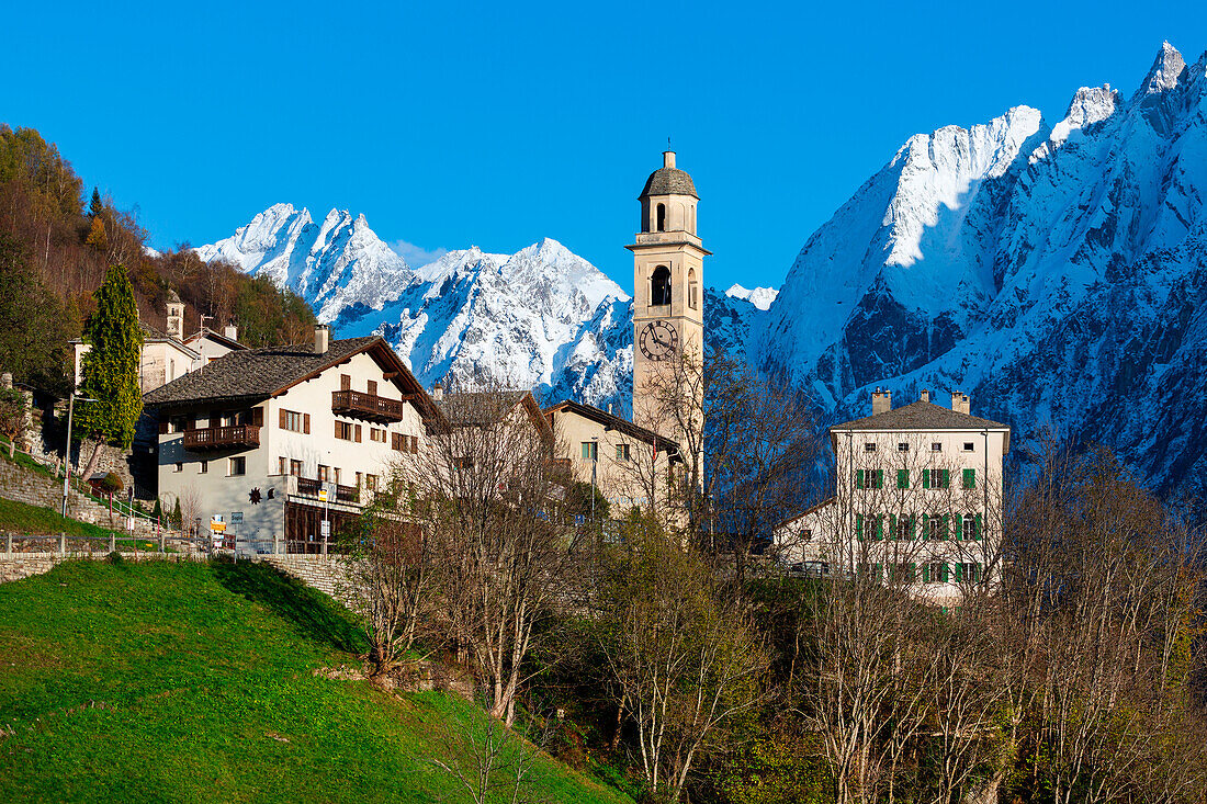 Soglio Dorf in Val Bregaglia, Kanton Graubünden, Schweiz, Westeuropa