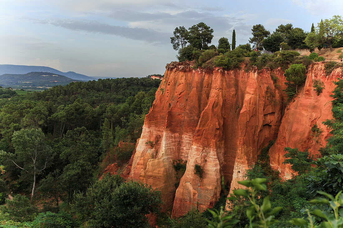 Rote Klippe in Roussillon, Vaucluse, Provence, Frankreich, Westeuropa