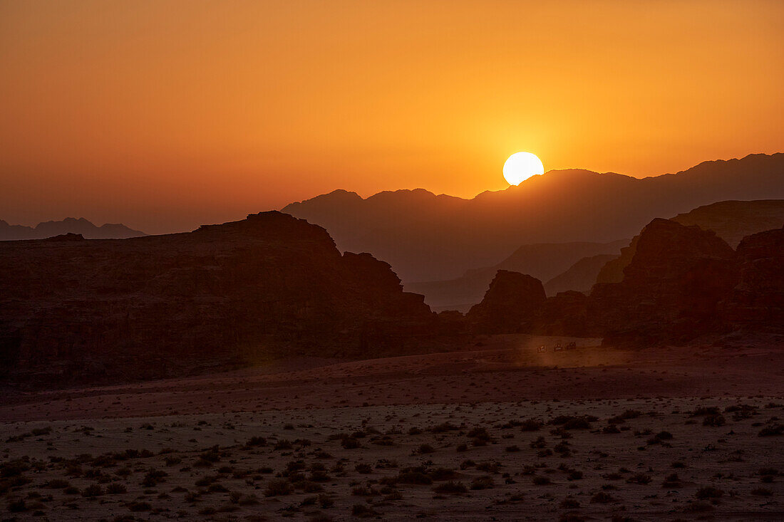 Sunset in Wadi-Rum desert, Jordan, Middle East, Asia