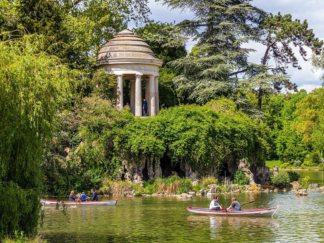 See und Rotunde, daumesnil-See, bois de vincennes, paris, ile de france, frankreich, europa