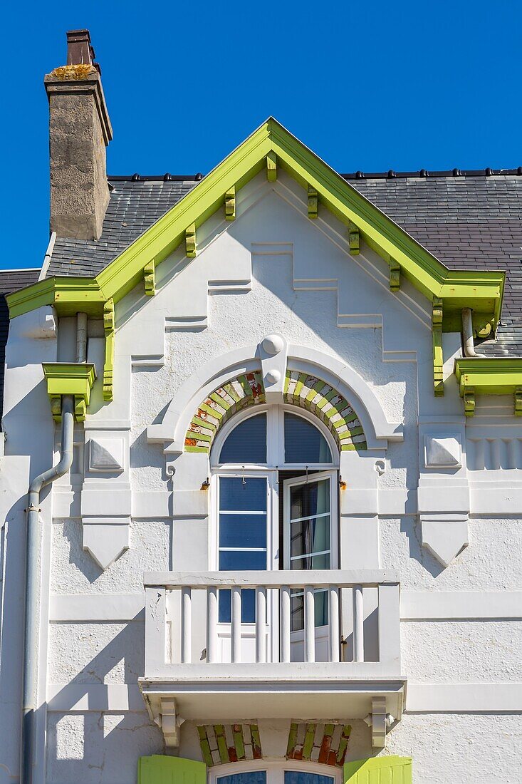 Facade of a belle epoque house, wimereux, (62) pas-de-calais, france