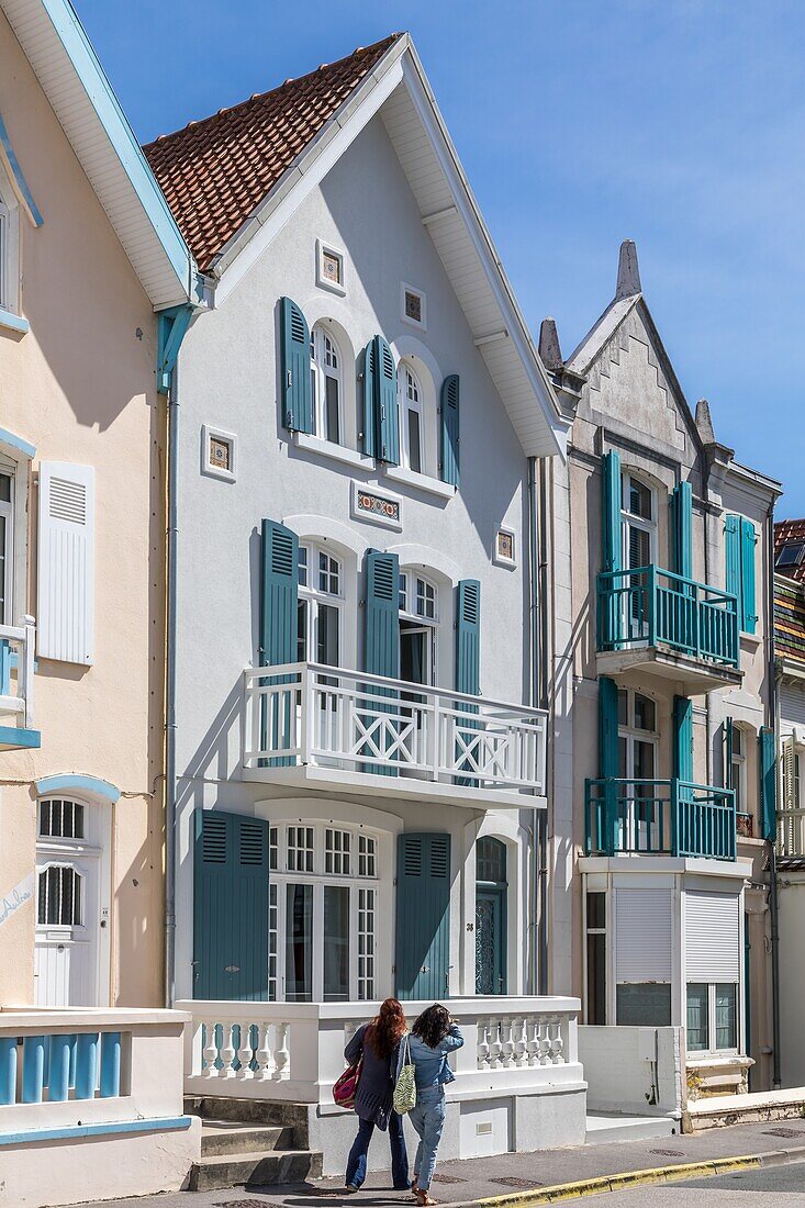 Facade of a belle epoque house, wimereux, (62) pas-de-calais, france