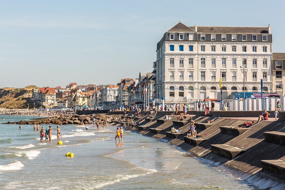 Deich und Strand, wimereux, (62) pas-de-calais, frankreich