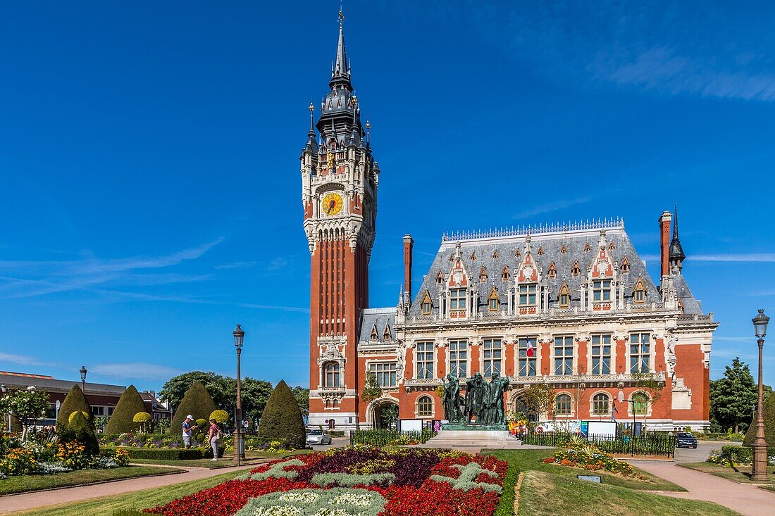 Glockenturm, rathaus, calais, (62) pas-de-calais, frankreich