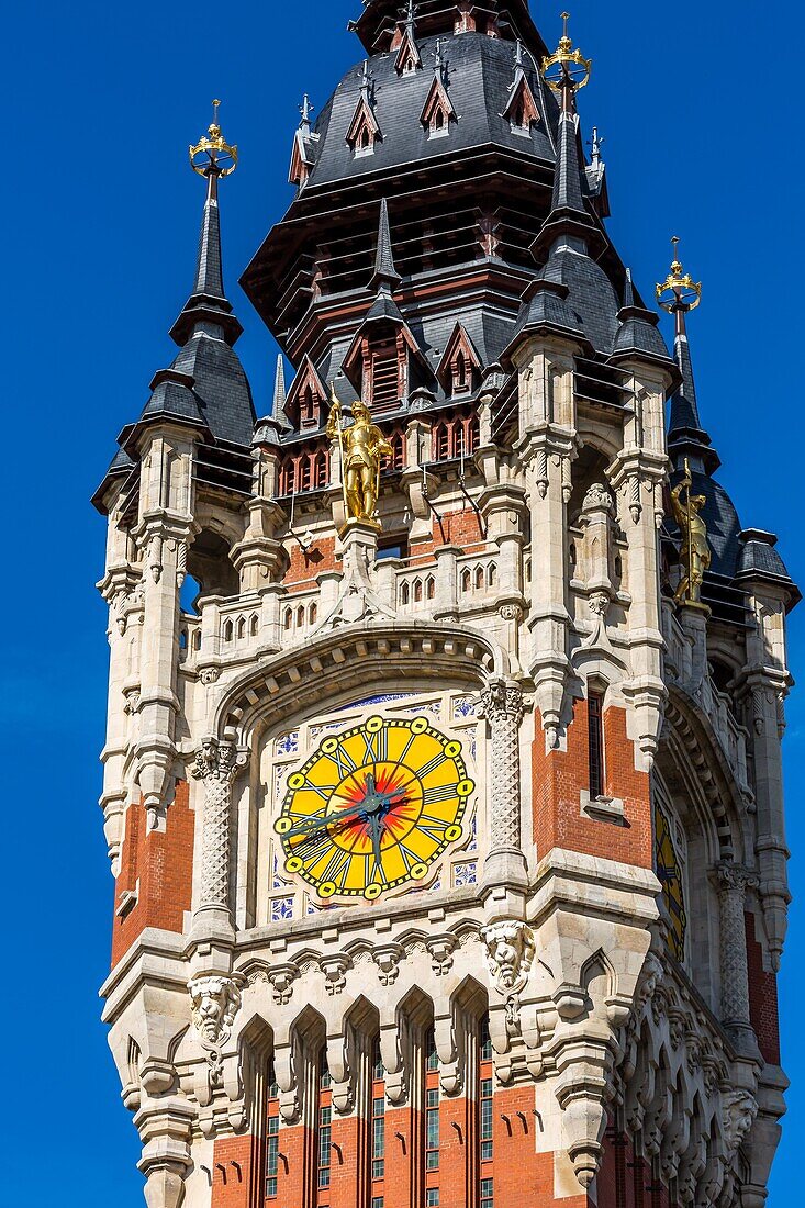 Belfry, city hall, calais, (62) pas-de-calais, france