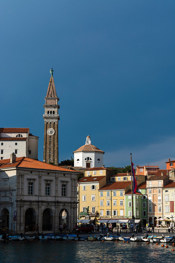 Buildings on the harbour of Piran, Slovenia.