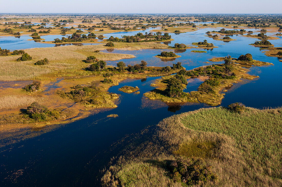 Aerial view of Okavango Delta, Botswana.