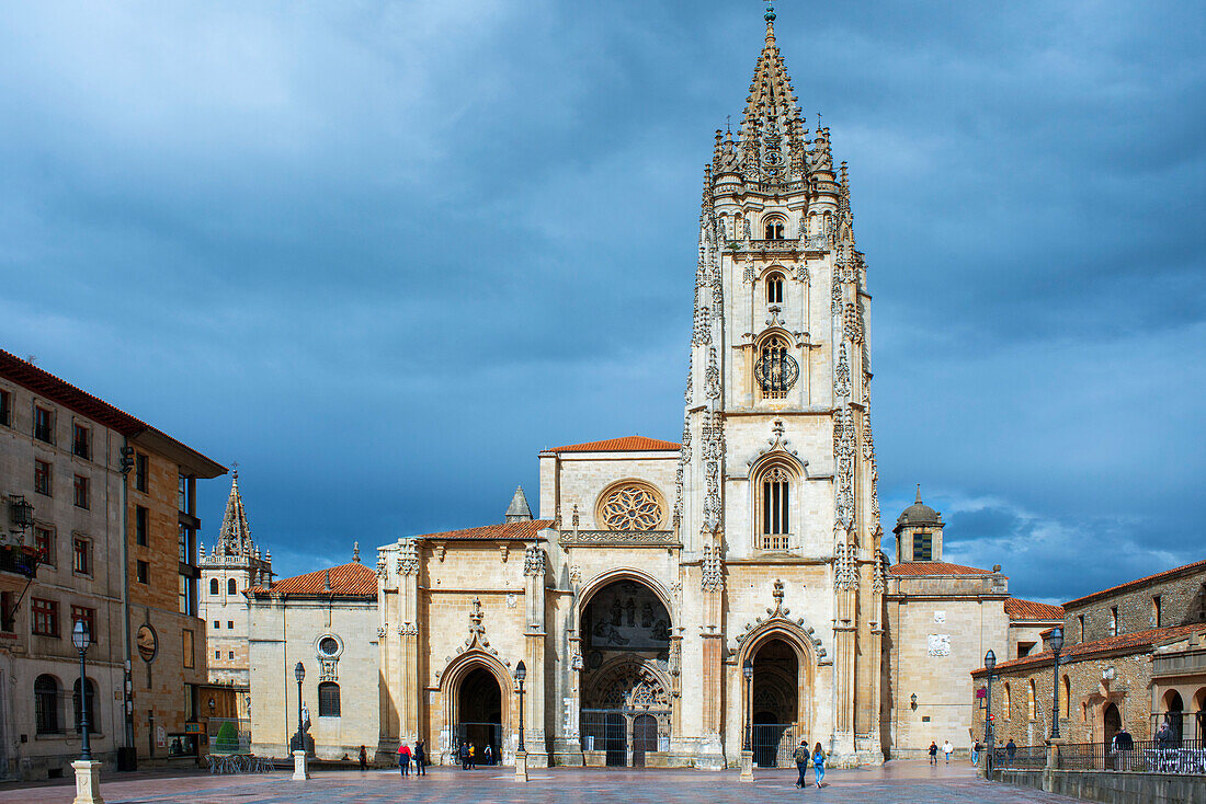 Oviedo San Salvador Cathedral in Plaza Alfonso II el Casto Oviedo Asturias, Spain.