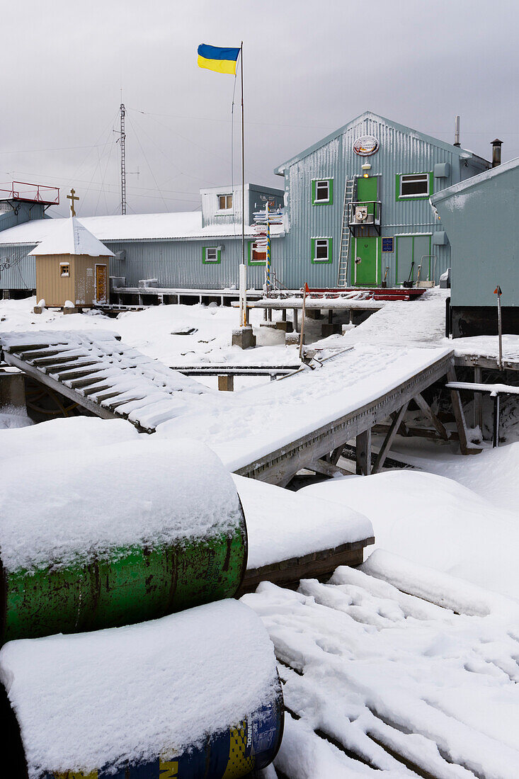 Vernadsky research base, the Ukrainian Antarctic station at Marina Point on Galindez Island in the Argentine Islands, Antarctica. Antarctica.
