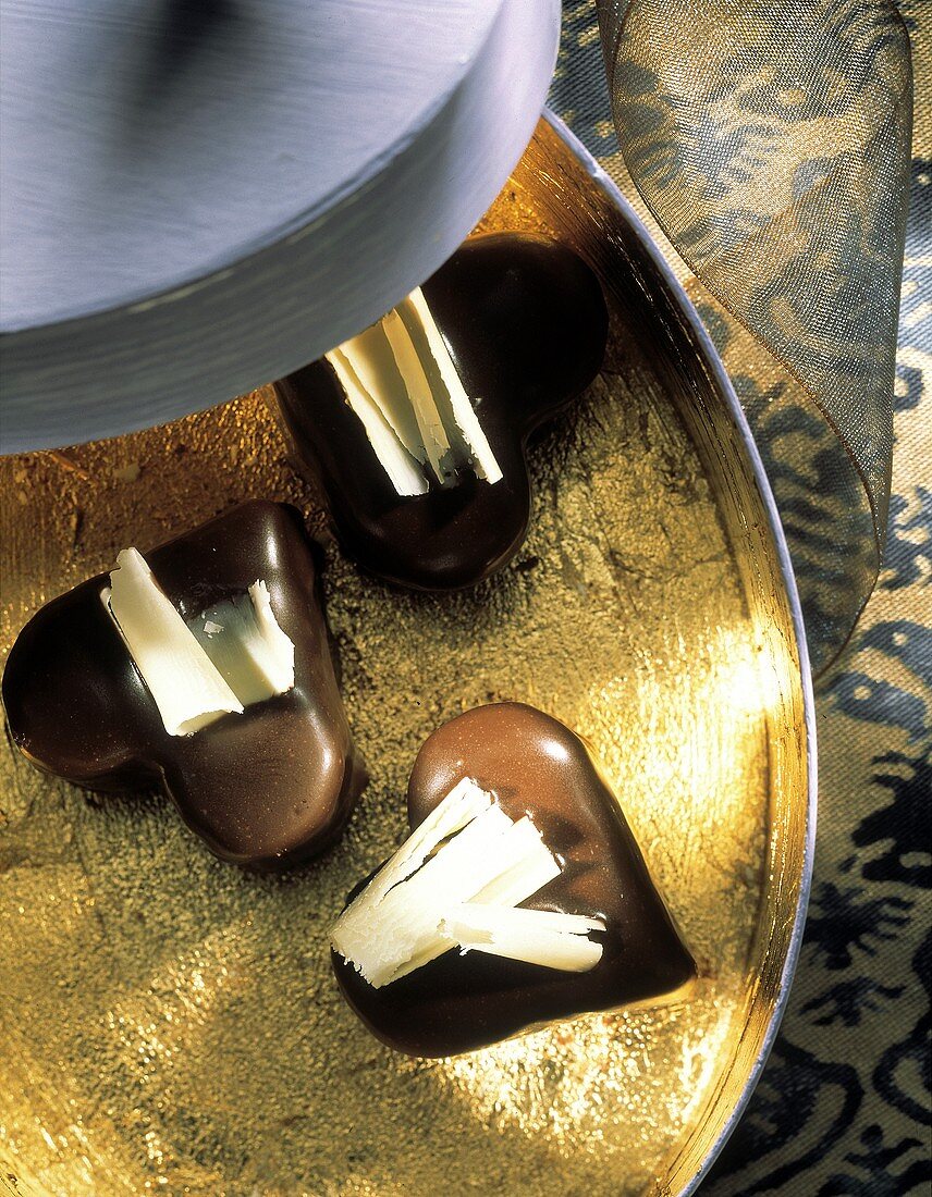 Chocolate Marzipan Heart Candies