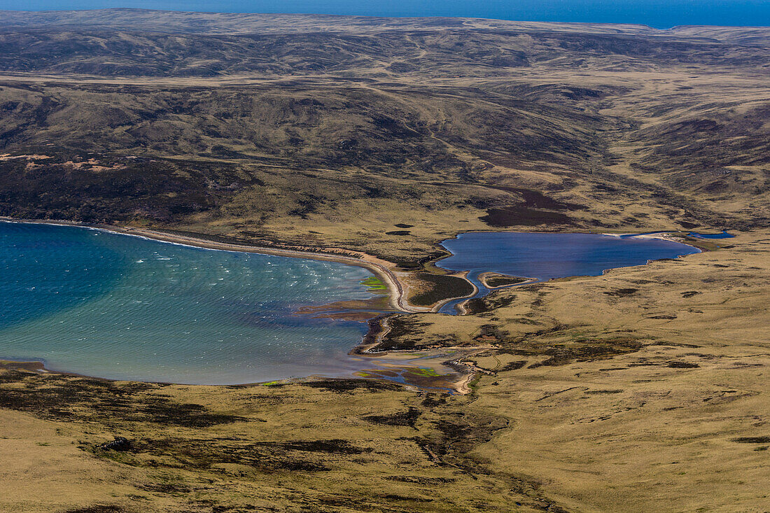 An aerial view of West Falkland island. Falkland Islands