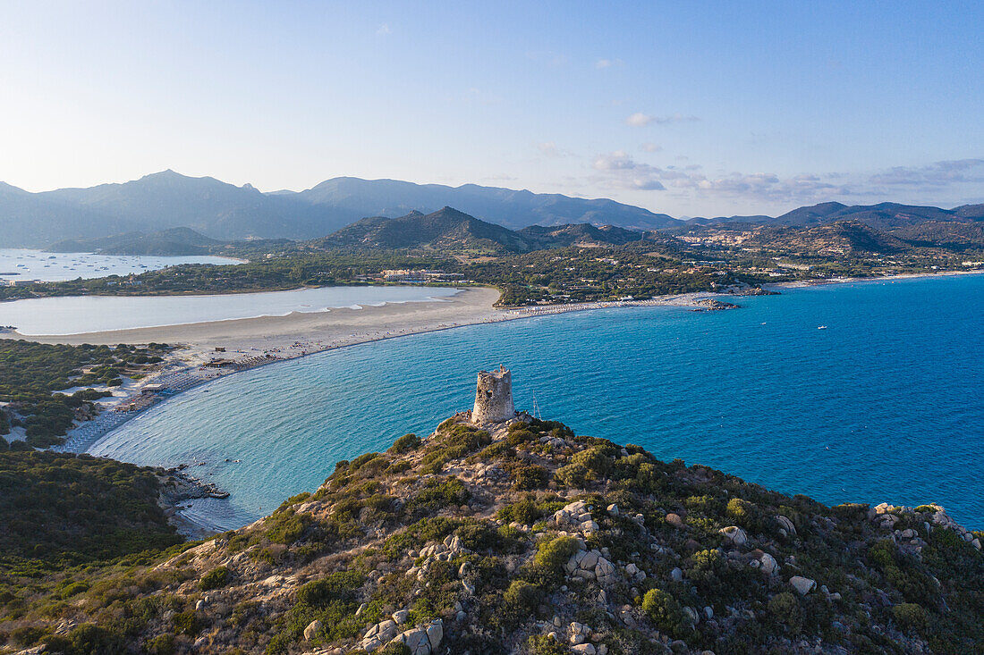 Landschaft von Porto Giunco, in der Nähe von Capo Carbonara und Villasimiius, Provinz Sud Sardegna, Sardinien, Italien.