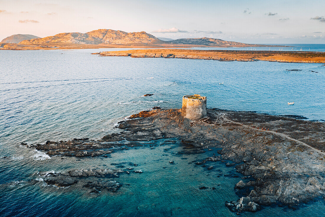 Aerial view of Stintino beach. Stintino, Sassari province, Sardegna, Italy