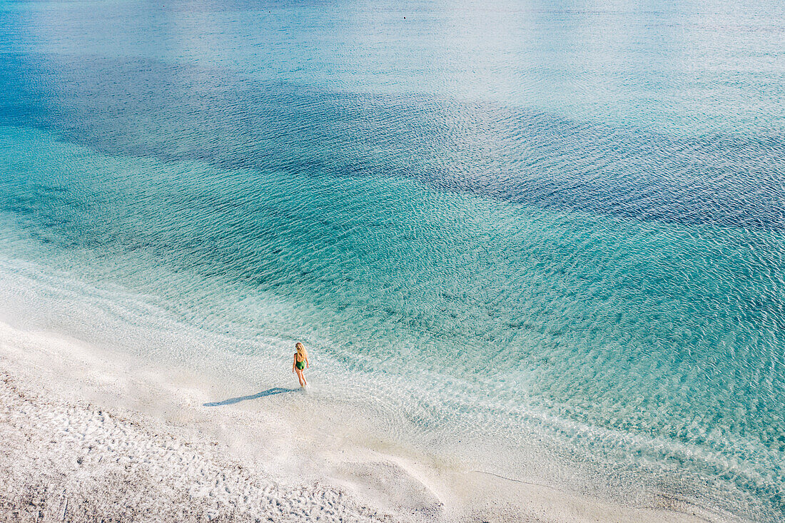 Aerial view of Stintino beach. Stintino, Sassari province, Sardegna, Italy