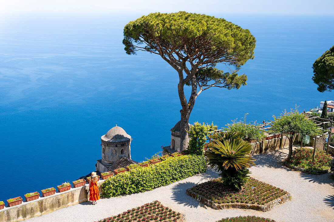 A girl walking in Ravello, Amalfi Coast, Campania, Italy.