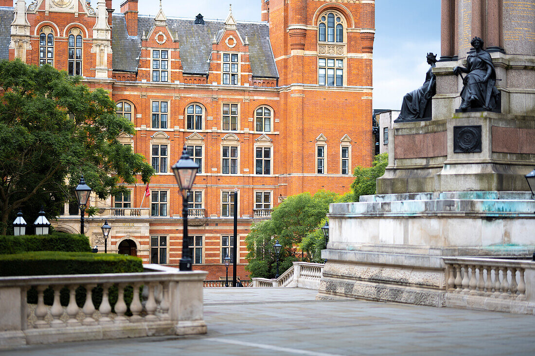 Typical South Kensington orange buildings. London, United Kingdom