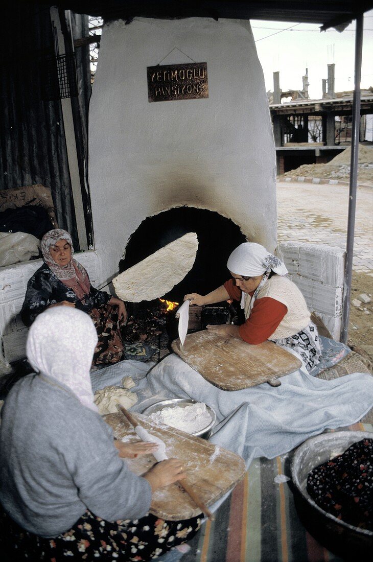 Women In Turkey Baking Flat Bread