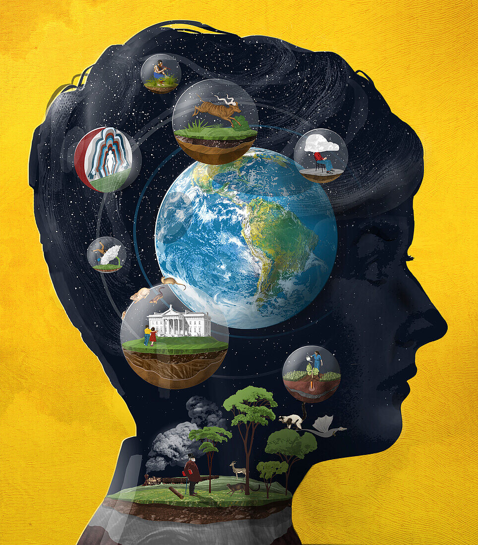 Climate psychology, conceptual illustration