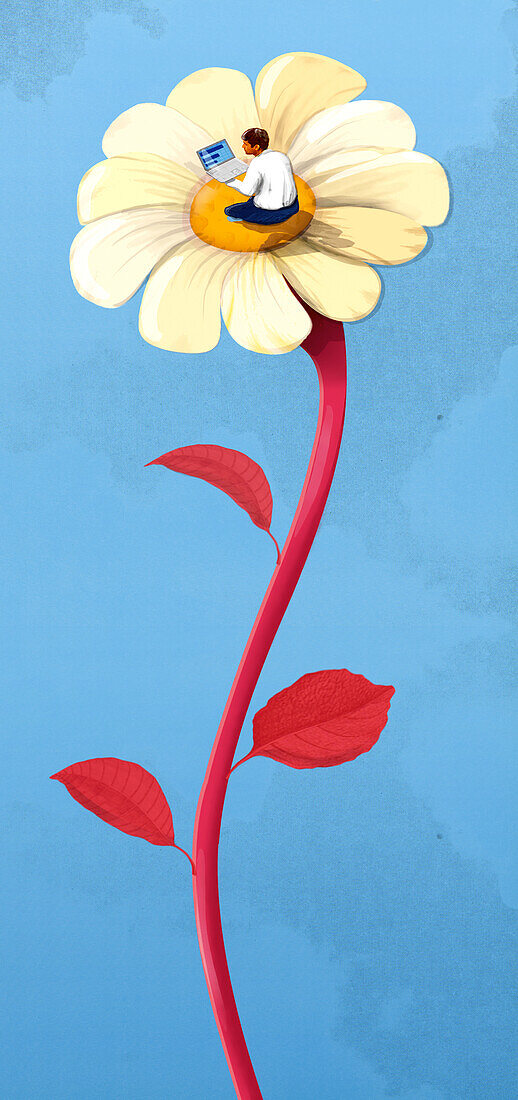Flower worker, conceptual illustration