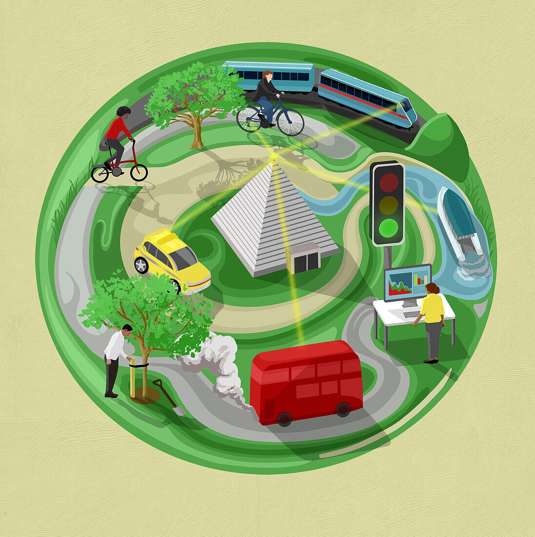 Greener transport, conceptual illustration