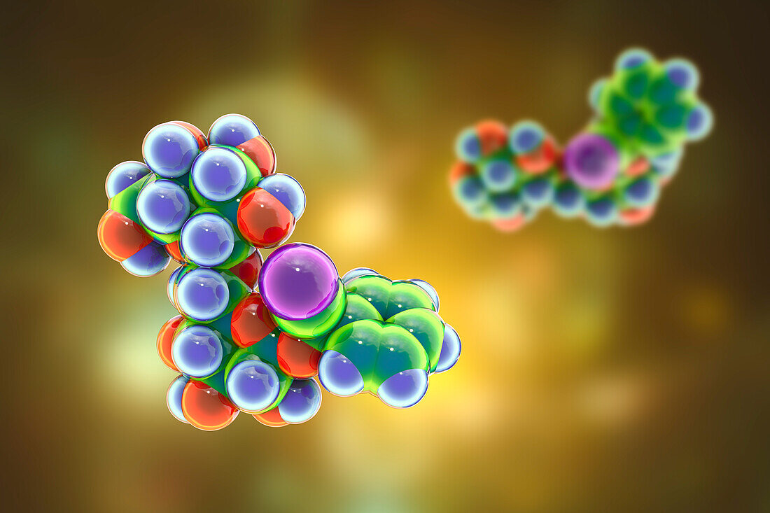 Molecular model of amygdalin, illustration