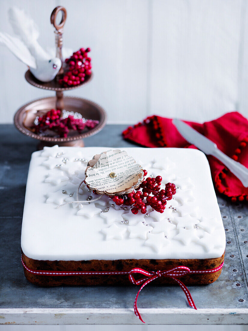 Fruit cake with icing