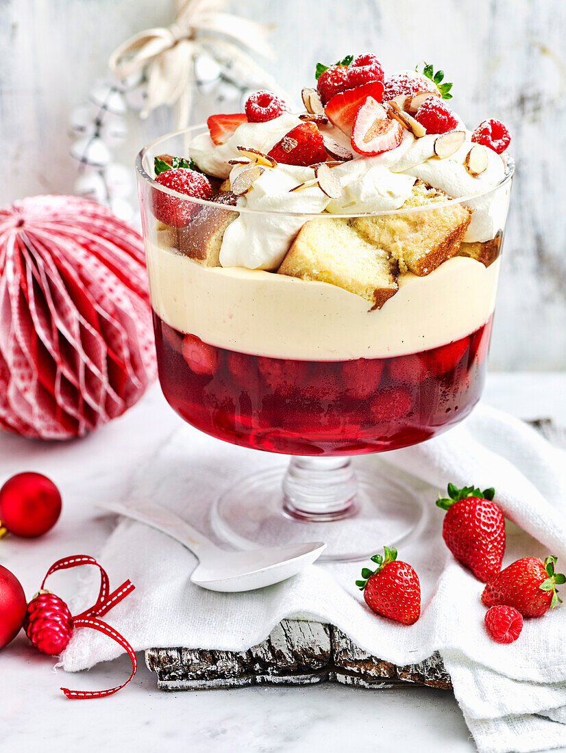 Raspberry and almond trifle