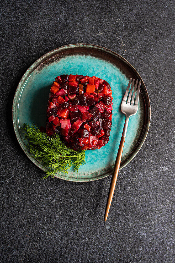 Baked red vegetable salad