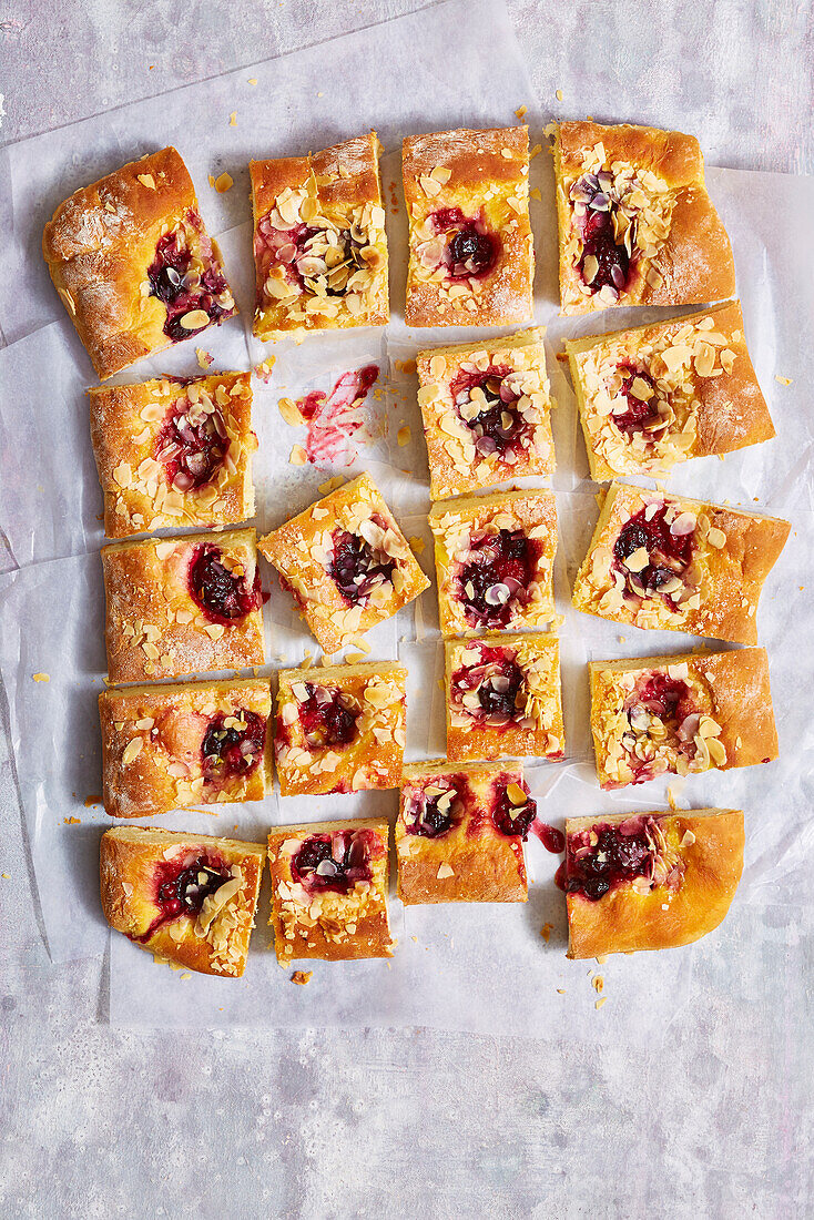 Red berry compote butter cake