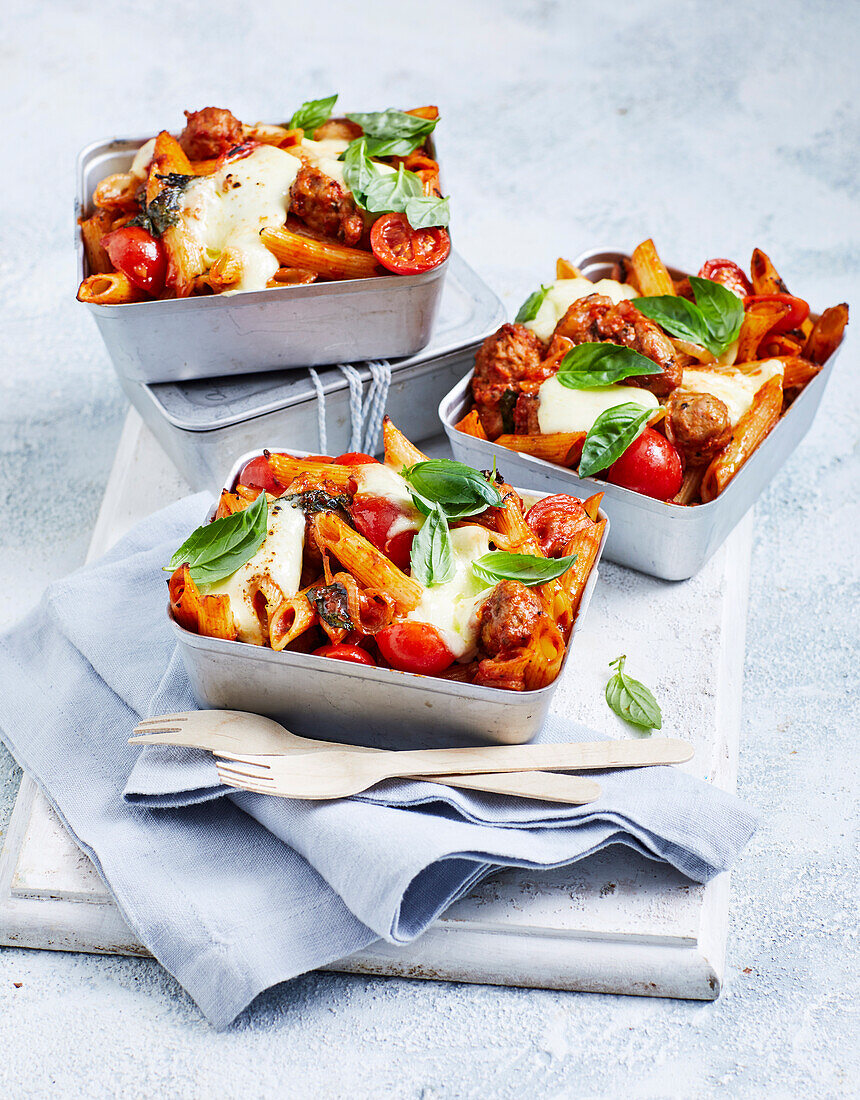 Sausage pasta bakes to go