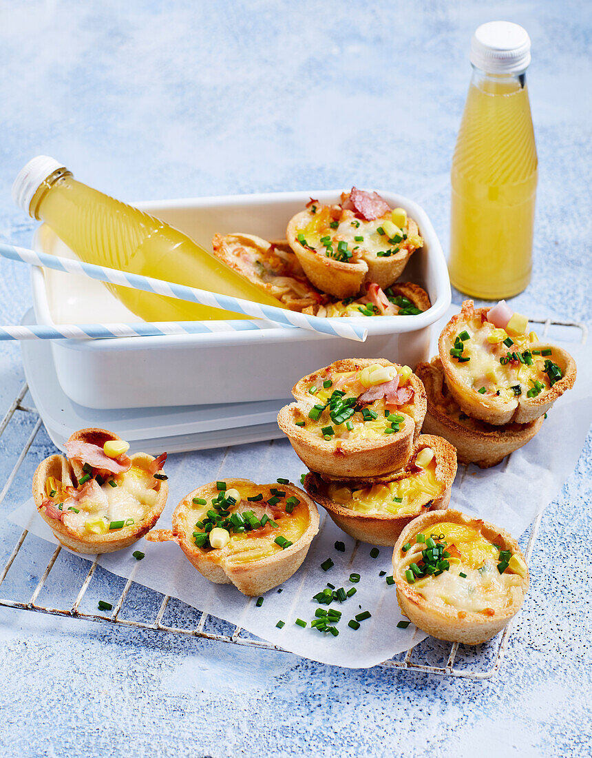 Gluten-free ham and corn cups to go