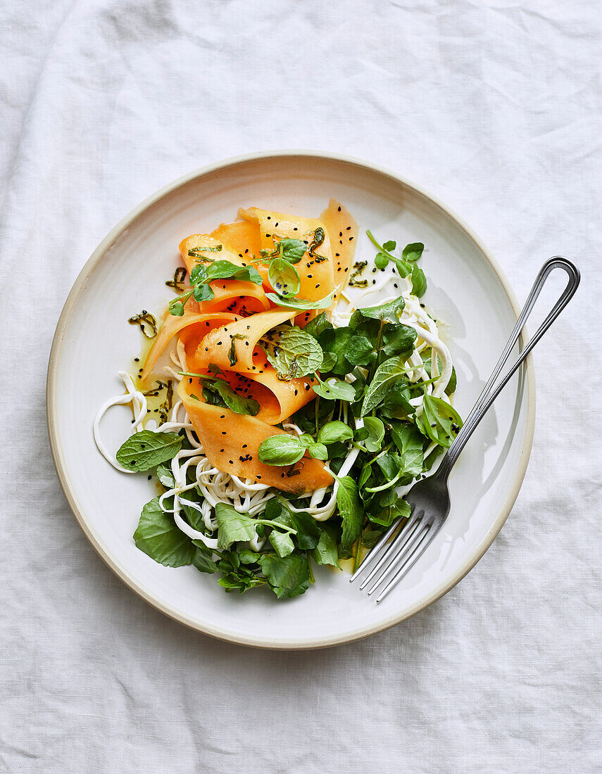 Melon salad with stringy haloumi and nigella