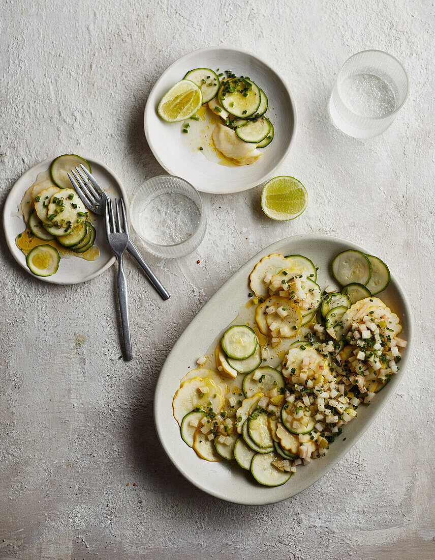 Kürbis-Zucchini-Salat nach Ceviche-Art