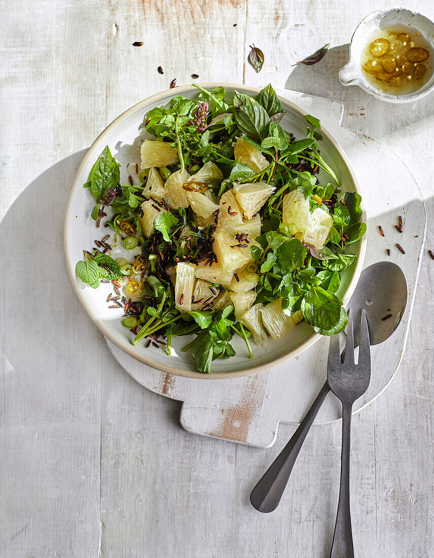 Pomelo and watercress salad