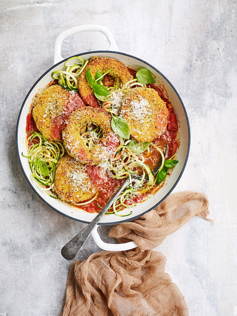 Vegetarische Kürbisschnitzel mit Zoodles